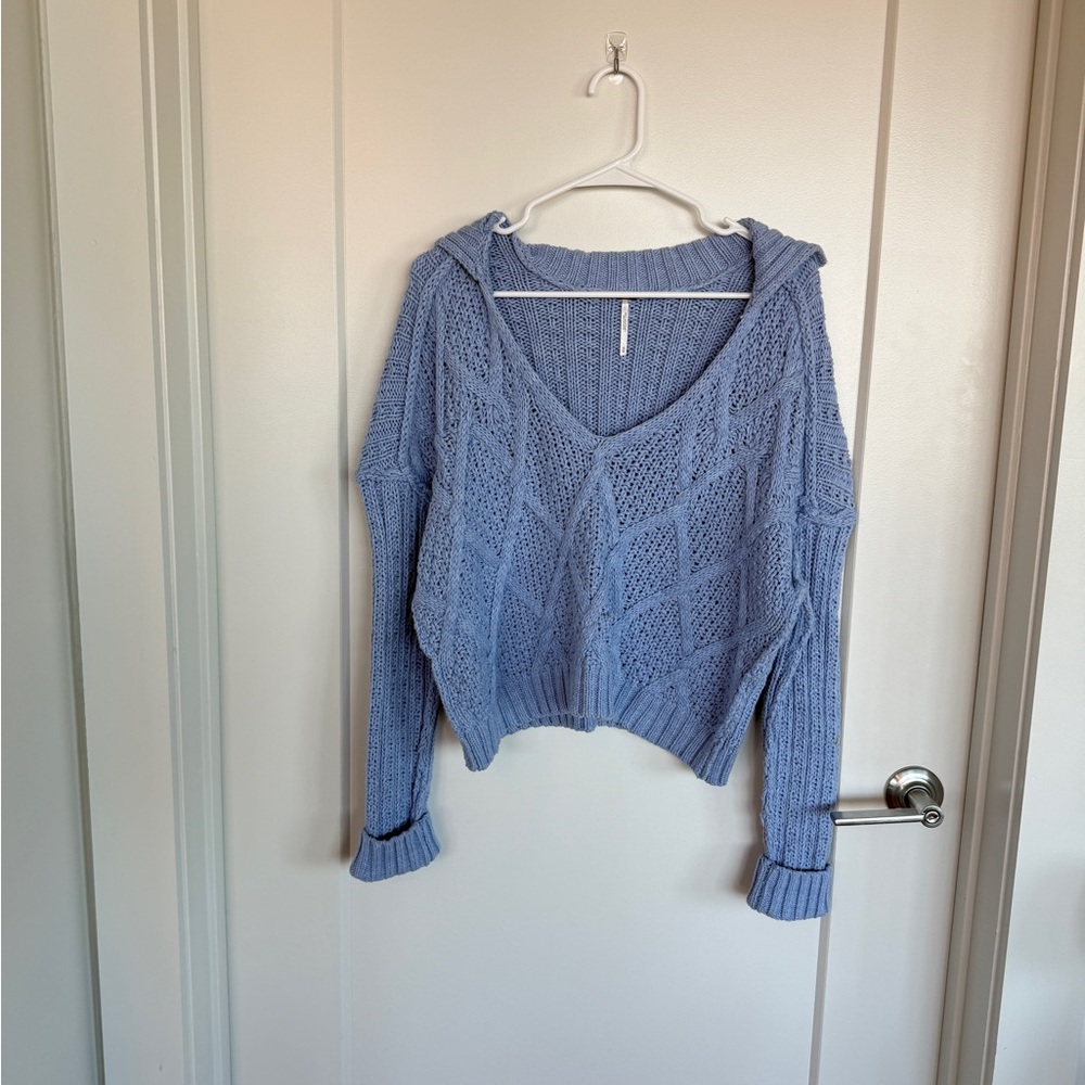 Blue Cable Knit Women's Sweater